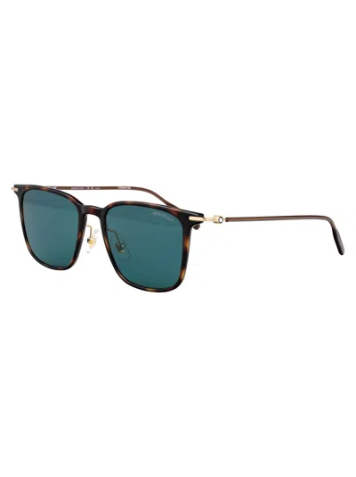 Montblanc Havana-gold-green Injection Sunglasses