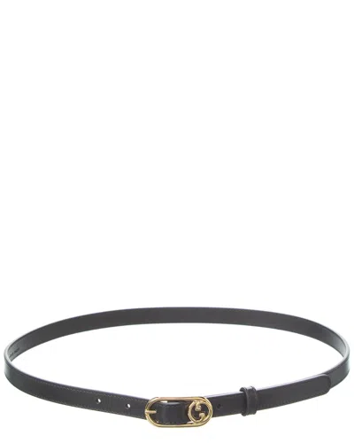 Gucci Round Interlocking G Thin Leather Belt