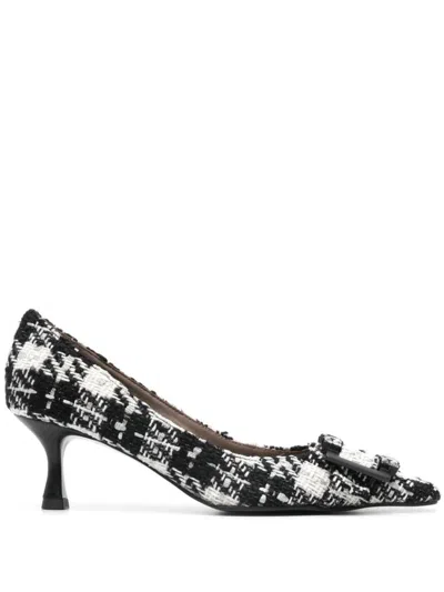 Roberto Festa Pointed-toe Pumps With Rhinestone Detailing In Tweed