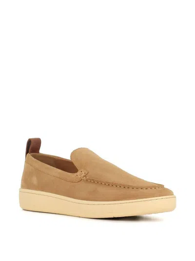 Lanvin Suede Slipper Loafers Dark Beige