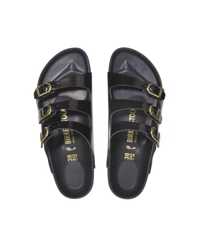 Birkenstock Florida Dbuckle Exquisite Shine Fit S Shoes In Black