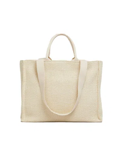 Marni Textured Knit Shopper Bag With Subtle Logo Detail In White