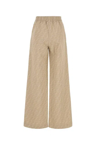 Fendi Embroidered Chambray Wide-leg Pant