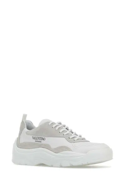 Valentino Two-tone Leather And Suede Gumboy Sneakers In White