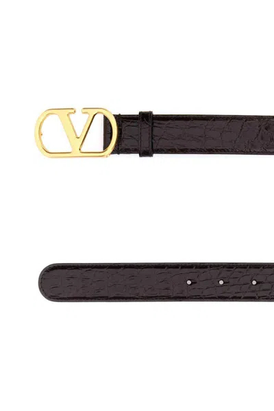 Valentino Leather Belt With Adjustable Length And Gold-tone Buckle