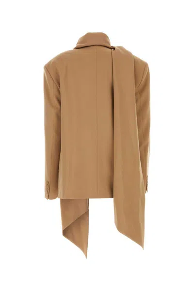 Attico Scarf-embellished Single-breasted Blazer In Brown