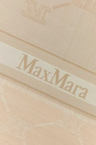 Max Mara Wool Blend Scarf With Embroidered Fringe Detail In Brown