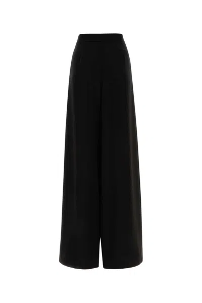 Max Mara Wide Leg Pleated Pants In Black