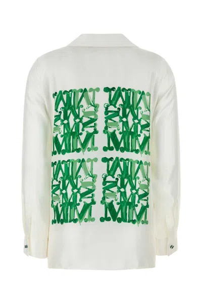 Max Mara Monogram-print Button-up Shirt In Neutral
