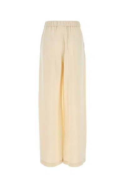 Max Mara Ivory Stretch Silk Boon Pant In Neutral