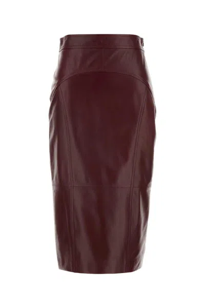 Max Mara Burgundy Leather Taiga Skirt