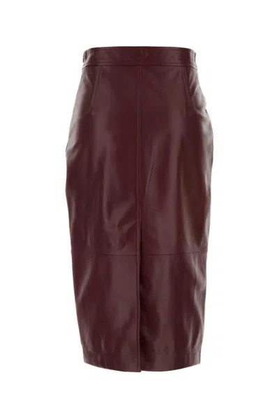 Max Mara Burgundy Leather Taiga Skirt