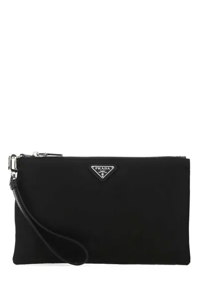 Prada Triangle Logo Re-nylon And Saffiano Leather Envelope Pouch