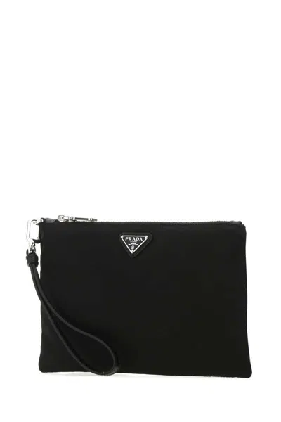 Prada Triangle Logo Re-nylon And Saffiano Leather Envelope Pouch