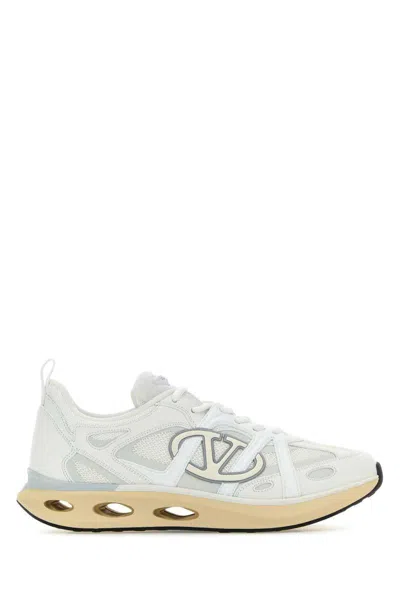 Valentino White Leather And Fabric Vlogo Easyjog Sneakers