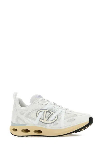 Valentino White Leather And Fabric Vlogo Easyjog Sneakers
