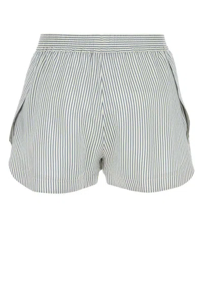 Stella Mccartney Embroidered Stripes Silk Shorts In Gray