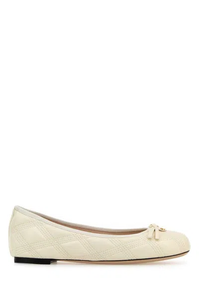 Valentino Nappa Leather Ballerinas Scarpe Basse White In Neutral