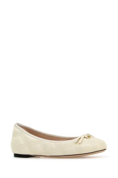 Valentino Nappa Leather Ballerinas Scarpe Basse White In Neutral