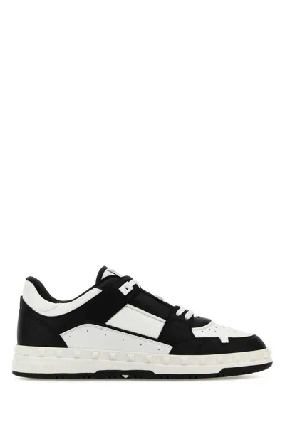 Valentino Garavani Men Two-tone Leather Freedots Sneakers In Black