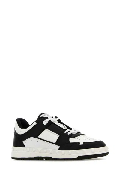 Valentino Garavani Men Two-tone Leather Freedots Sneakers In Black