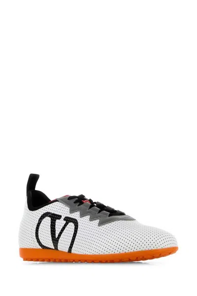 Valentino Garavani White Sneakers With Asymmetric Toe And Vlogo Detail On The Side In Tech Fabric Ma In White