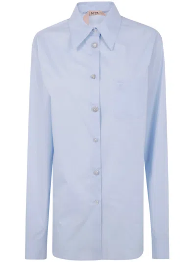 N°21 Shirt With Embroidered Logo In Blue
