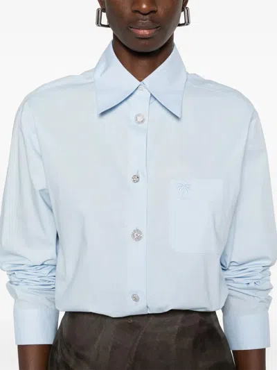 N°21 Shirt With Embroidered Logo In Blue