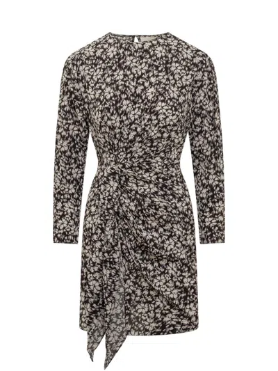 Isabel Marant Étoile Viscose Printed Dress Asymmetric Hem In Black