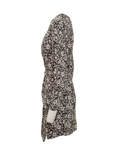 Isabel Marant Étoile Viscose Printed Dress Asymmetric Hem In Black