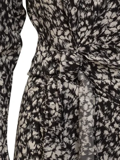Isabel Marant Étoile Viscose Printed Dress Asymmetric Hem In Black