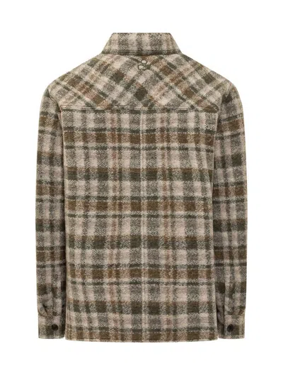 Isabel Marant Checkered Knit Jacket Brushed Finish In Brown