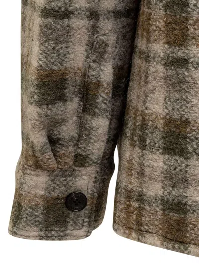 Isabel Marant Checkered Knit Jacket Brushed Finish In Brown