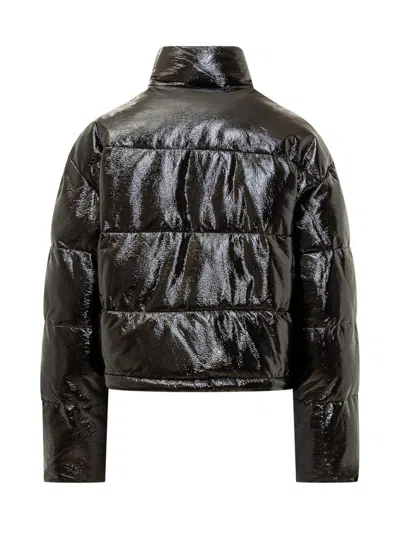 Courrèges Vinyl Bomber Jacket With Contrasting Embroidered Ac Logo In Black