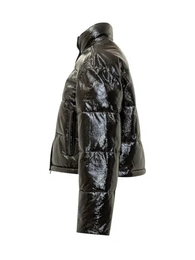 Courrèges Vinyl Bomber Jacket With Contrasting Embroidered Ac Logo In Black