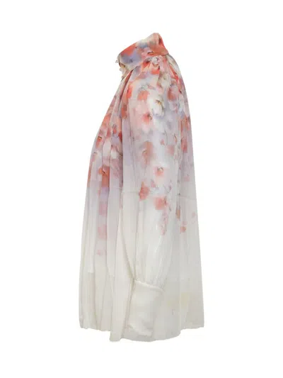 Zimmermann Crush Pleated Floral-print Crepon Blouse