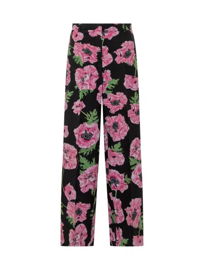 Stella Mccartney Wide-leg Trousers With Poppy Floral Pattern In Multi