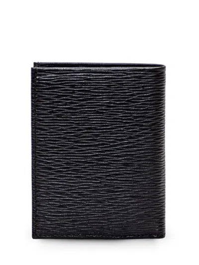 Ferragamo Leather Card Holder Gold-tone Hardware In Black