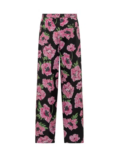 Stella Mccartney Wide-leg Trousers With Poppy Floral Pattern In Multi