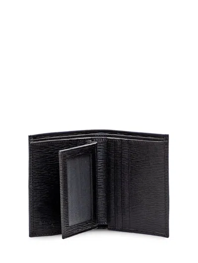 Ferragamo Leather Card Holder Gold-tone Hardware In Black