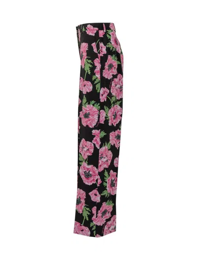 Stella Mccartney Wide-leg Trousers With Poppy Floral Pattern In Multi