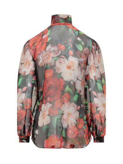 Dolce & Gabbana Shirt With Bow In Chiffon With Floral Print