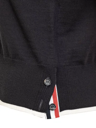 Thom Browne Fine Merino Wool Short-sleeve Turtleneck Sweater In Black