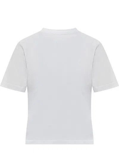Jw Anderson Mens White Anchor-embroidery Crop Cotton-jersey T-shirt