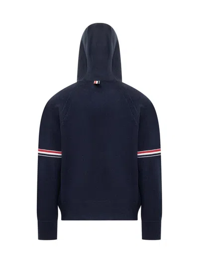 Thom Browne Zip-up Hoodie With Drawstring And Contrast Stripes
