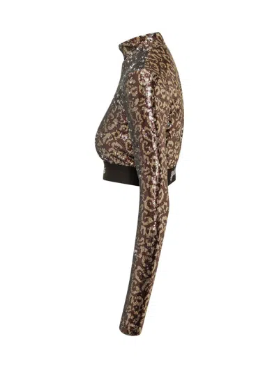Palm Angels Top With Sequins In Brown