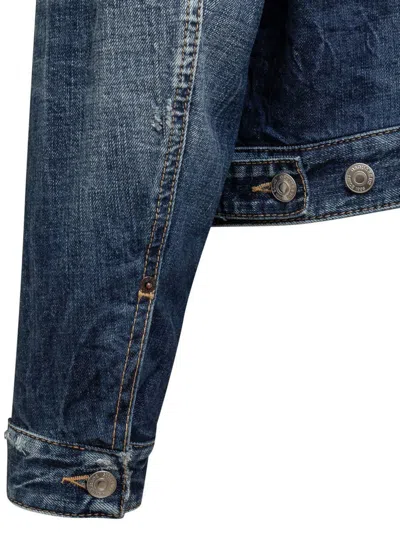 Dsquared2 Check-printed Button-up Denim Jacket In Blue