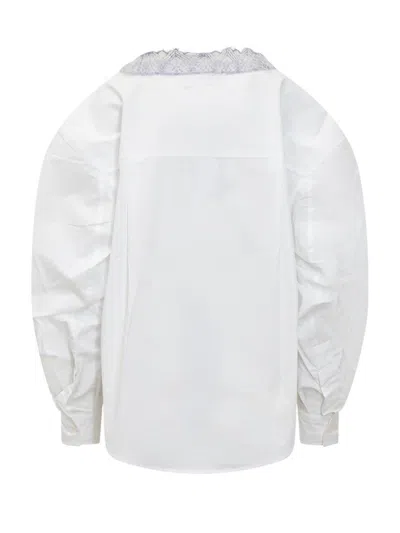 Jw Anderson V-neck Lace Shirt In White