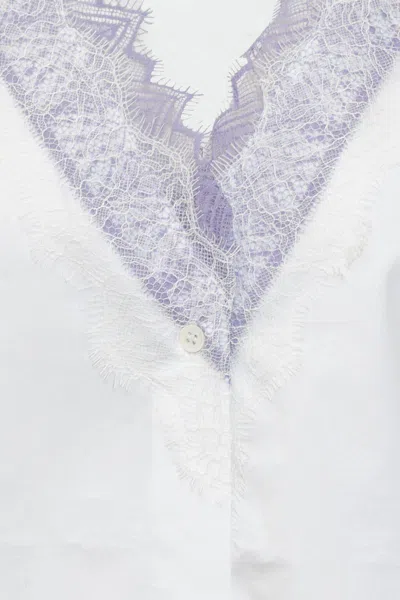 Jw Anderson V-neck Lace Shirt In White