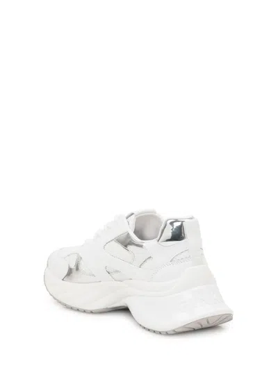 Pinko Ariel 15 White Sneakers With Mirror Panels And Logo Patch On The Tongue In Tech Fabric Woman